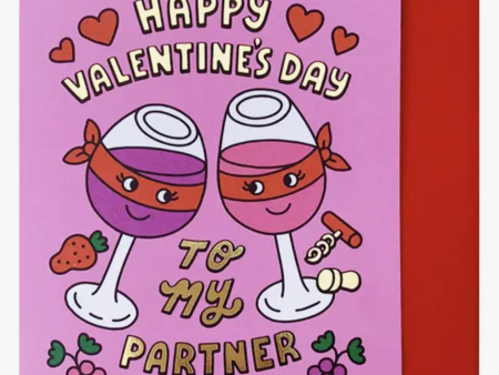 Social Valentine s Day Greeting Card - Partner in Wine For Discount