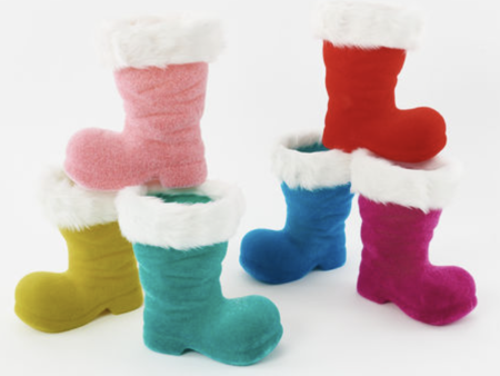 SIDEWALK SALE ITEM - Flocked Santa Boot Figure on Sale