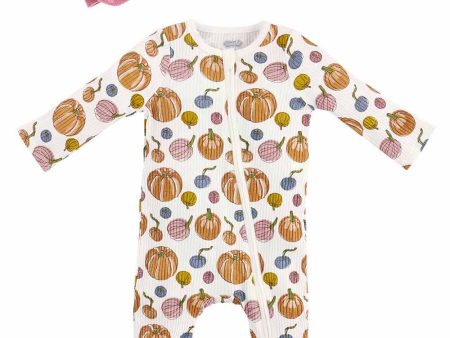 Baby Sleeper Outfit + Headband - Pumpkin Rib Cheap