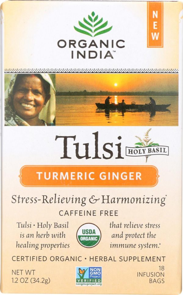 Organic India Tea - Organic - Tulsi - Turmeric Ginger - 18 Bags - Case Of 6 Online Sale