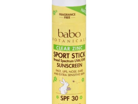 Babo Botanicals Clear Zinc Sport Stick - Unscented Spf 30 - .6 Oz - Case Of 12 Online