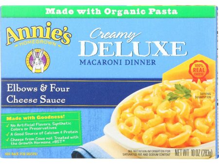 Annies Homegrown Macaroni Dinner - Creamy Deluxe - Elbows And Four Cheese Sauce - 10 Oz - Case Of 12 Cheap