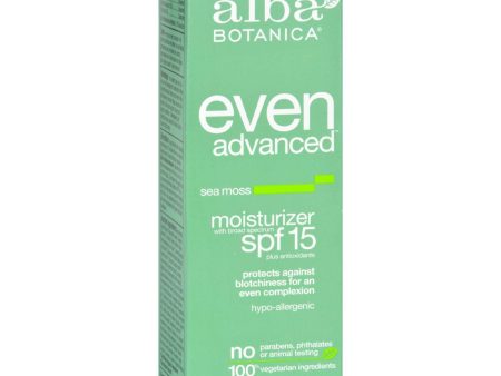 Alba Botanica Even Advanced Natural Moisturizer Sea Moss Spf 15 - 2 Fl Oz Discount