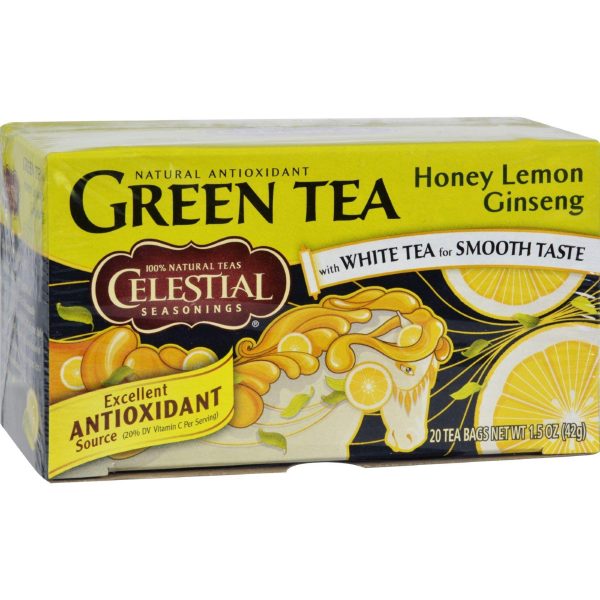 Celestial Seasonings Green Tea Honey Lemon Ginseng With White Tea - 20 Tea Bags - Case Of 6 Online now