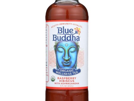 Blue Buddha Organic Wellness Tea - Raspberry Hibiscus With Ashwagandha - Case Of 12 - 14 Oz. For Discount