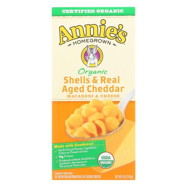 Annie s Homegrown Organic Shells And Real Aged Cheddar Macaroni And Cheese - Case Of 12 - 6 Oz. Online now