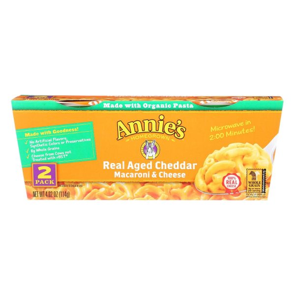 Annie s Homegrown Real Aged Cheddar Macaroni And Cheese Microcaps - Case Of 6 - 4.02 Oz. Online Sale