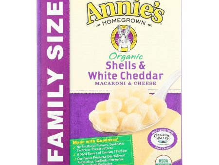 Annie s Homegrown Organic Family Size Shells And White Cheddar Macaroni And Cheese - Case Of 6 - 10.5 Oz. For Sale