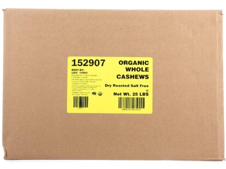 Bulk Nuts Cashews - Organic - Whole - Fancy - Roasted - No Salt - 1 Lb - Case Of 25 Online Sale