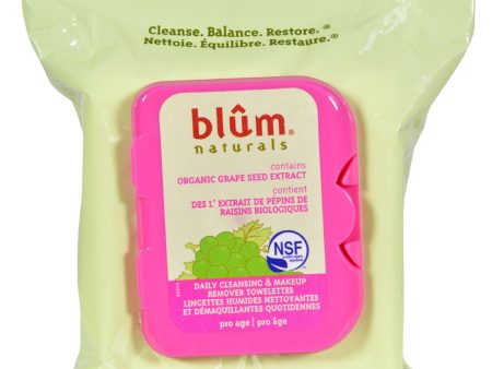 Blum Naturals Daily Cleansing And Makeup Remover Towelettes Pro Age - 30 Towelettes - Case Of 3 Fashion