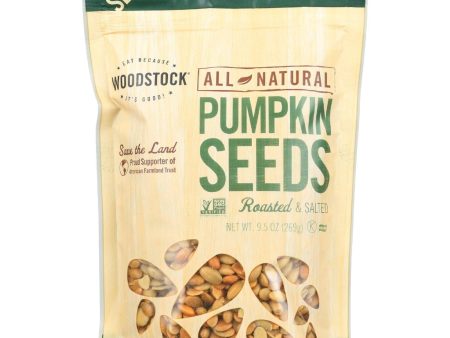 Woodstock Seeds - All Natural - Pumpkin - Pepitas - Shelled - Roasted - Salted - 9.5 Oz - Case Of 8 Fashion