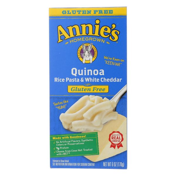 Annie s Homegrown Gluten Free Quinoa Rice Pasta And White Cheddar - Case Of 12 - 6 Oz. Supply