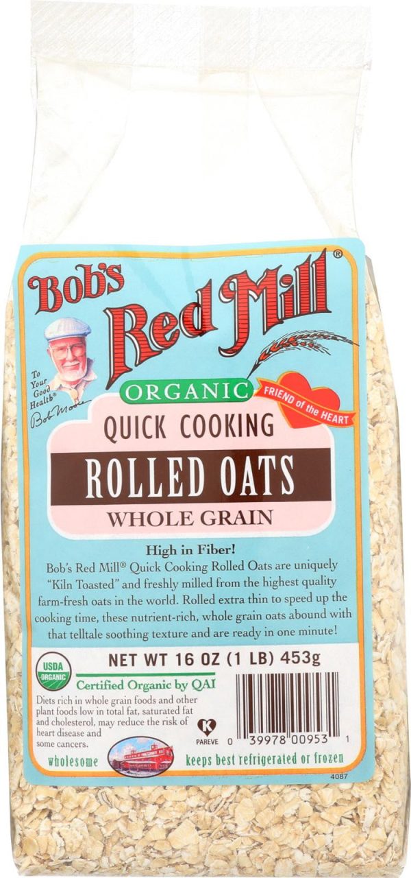 Bob s Red Mill Organic Quick Cooking Rolled Oats - 16 Oz - Case Of 4 Discount