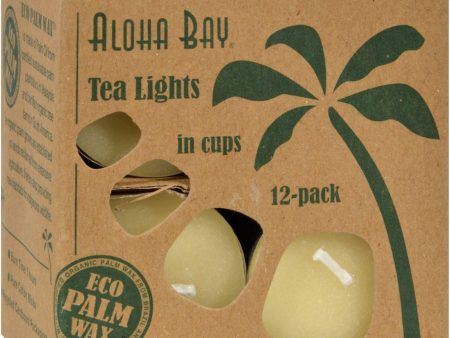 Aloha Bay Palm Wax Tea Lights With Aluminum Holder Cream - 12 Candles Fashion