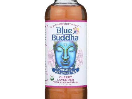 Blue Buddha Organic Wellness Tea - Cherry Lavender With Ashwagandha - Case Of 12 - 14 Oz. on Sale