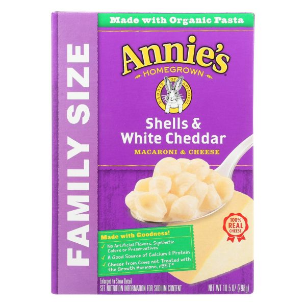 Annie s Homegrown Family Size Shells And White Cheddar Mac And Cheese - Case Of 6 - 10.5 Oz. For Discount