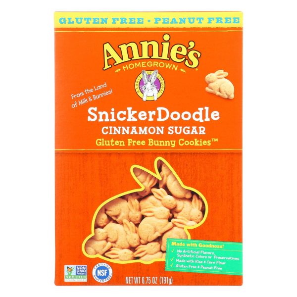 Annie s Homegrown Gluten Free Snickerdoodle Bunny Cookies Cinnamon Sugar - Case Of 12 - 6.75 Oz. Supply