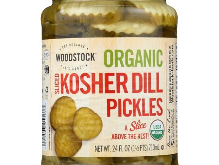 Woodstock Pickles - Organic - Kosher Dill - Slices - 24 Oz - Case Of 6 Sale