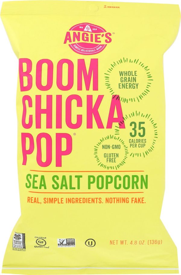 Angie s Kettle Corn Boom Chicka Pop Sea Salt Popcorn - Case Of 12 - 4.8 Oz. Fashion