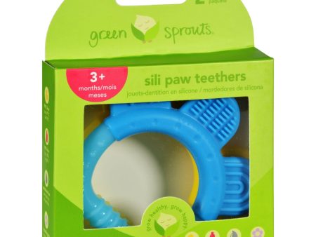 Green Sprouts Teether - Sili Paw - Aqua And Yellow - 2 Pack Supply