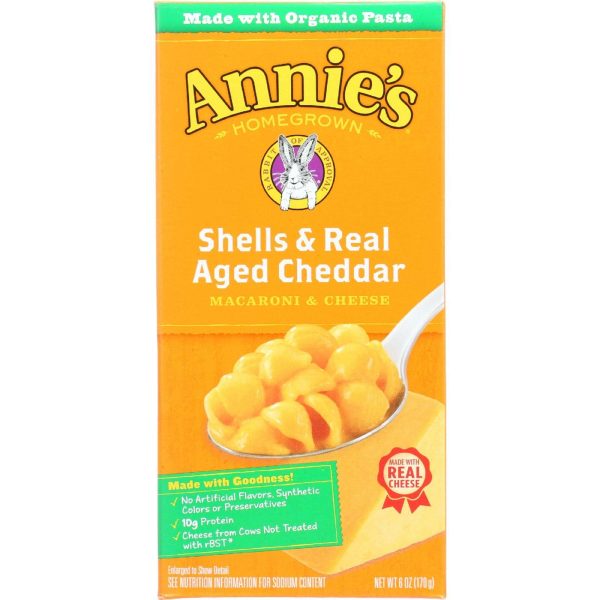 Annies Homegrown Macaroni And Cheese - Organic - Shells And Real Aged Cheddar - 6 Oz - Case Of 12 Fashion