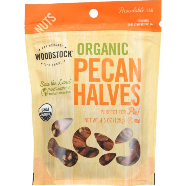 Woodstock Nuts - Organic - Pecan - Halves - 4.5 Oz - Case Of 8 Online now