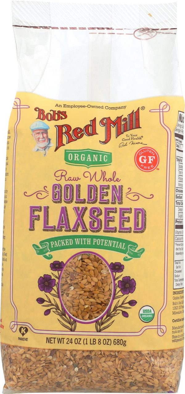 Bob s Red Mill Organic Raw Whole Golden Flaxseeds - 24 Oz - Case Of 4 Supply