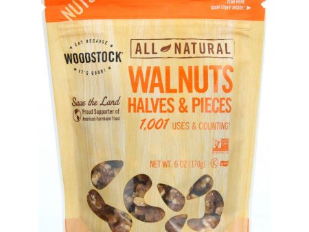 Woodstock Nuts - All Natural - Walnuts - Halves And Pieces - Raw - 6 Oz - Case Of 8 Online Hot Sale