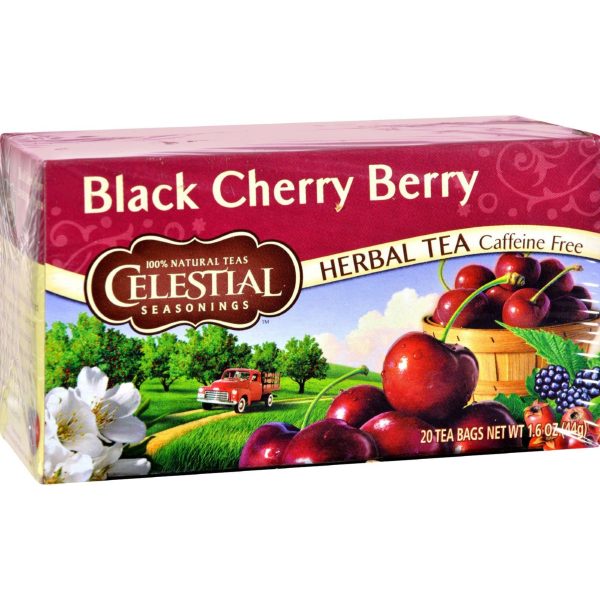 Celestial Seasonings Herbal Tea - Black Cherry Berry - Caffeine Free - 20 Bags Supply