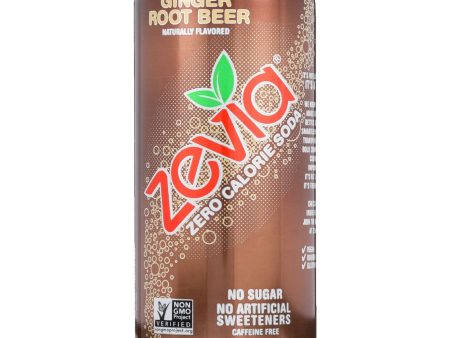 Zevia Soda - Zero Calorie - Ginger Root Beer - Tall Girls Can - 16 Oz - Case Of 12 Online Sale