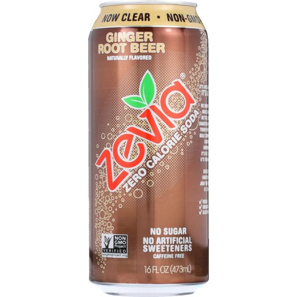 Zevia Soda - Zero Calorie - Ginger Root Beer - Tall Girls Can - 16 Oz - Case Of 12 Online Sale