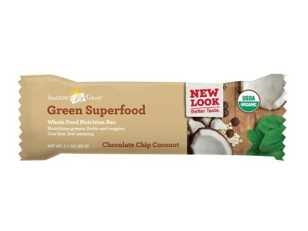 Amazing Grass Green Superfood Nutrition Bar - Chocolate Chip Coconut - Case Of 12 - 2.1 Oz. Cheap