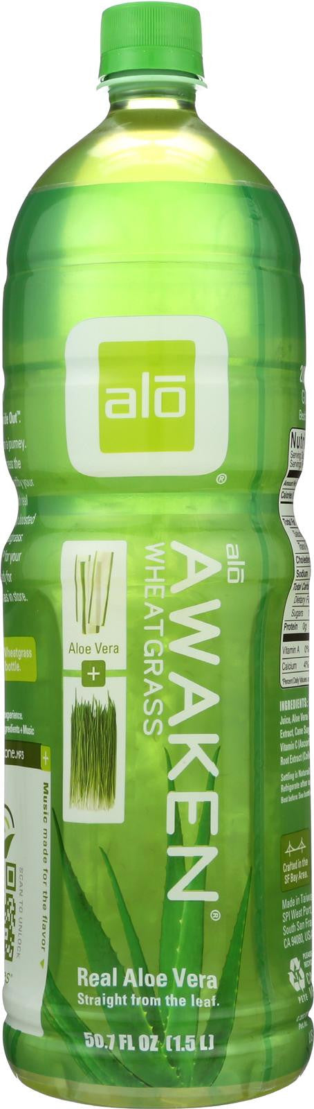 Alo Original Awaken Aloe Vera Juice Drink -  Wheatgrass - Case Of 6 - 50.7 Oz. Online Hot Sale