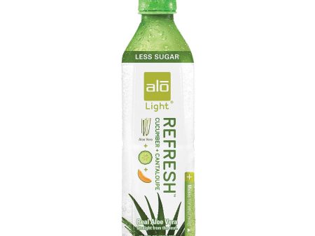 Alo Light Refresh Aloe Vera Juice Drink - Cucumber And Cantaloupe - Case Of 12 - 16.9 Fl Oz. For Sale