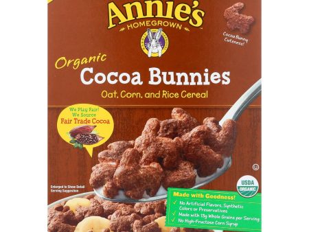 Annie s Homegrown Organic Cocoa Bunnies Oat With Corn And Rice Cereal - Case Of 10 - 10 Oz. Sale