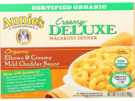 Annies Homegrown Macaroni Dinner - Organic - Creamy Deluxe - Elbows And Creamy Mild Cheddar Sauce - 9.5 Oz - Case Of 12 Sale