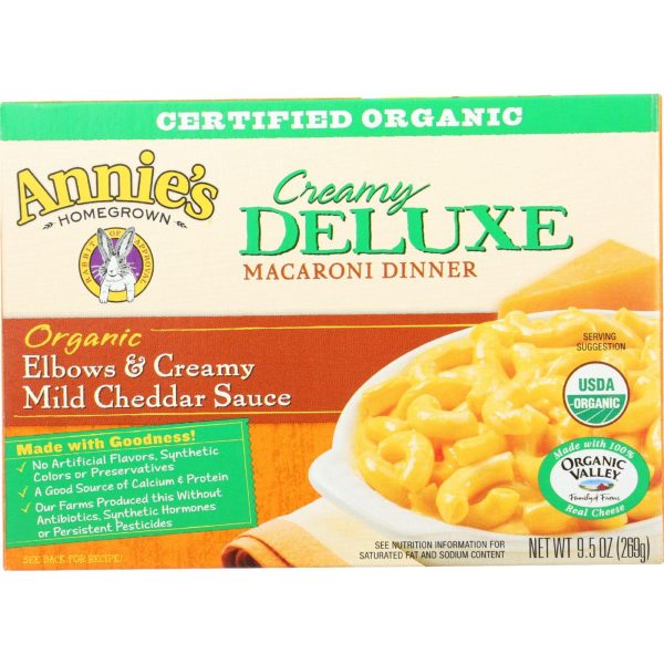 Annies Homegrown Macaroni Dinner - Organic - Creamy Deluxe - Elbows And Creamy Mild Cheddar Sauce - 9.5 Oz - Case Of 12 Sale