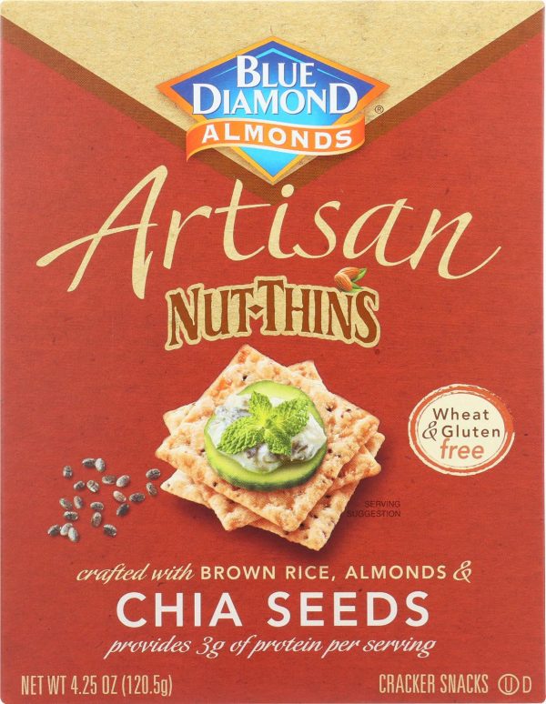 Blue Diamond Artesion Nut Thins - Chia Seed - Case Of 12 - 4.25 Oz. Online Sale