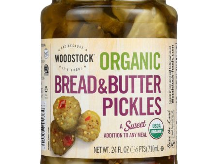 Woodstock Pickles - Organic - Bread And Butter - Sweet - 24 Oz - Case Of 6 on Sale