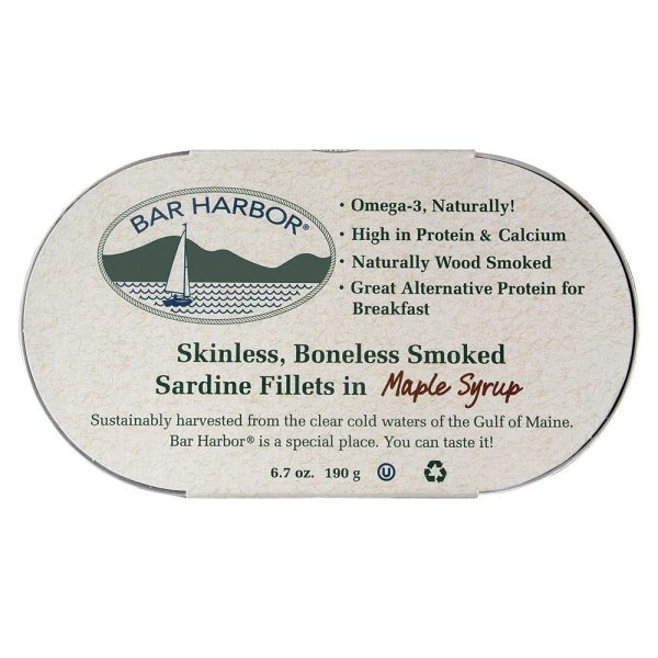 Bar Harbor Skinless Boneless Smoked Sardine Fillets - Maple Syrup - Case Of 12 - 6.7 Oz. Cheap