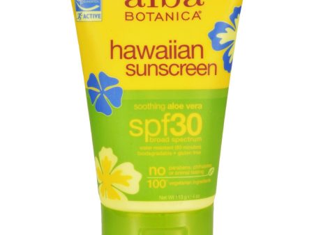 Alba Botanica Hawaiian Aloe Vera Natural Sunblock Spf 30 - 4 Fl Oz Supply