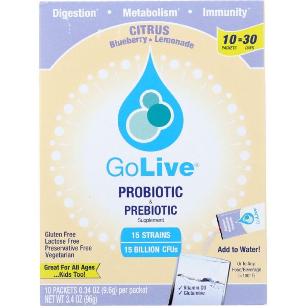 Golive Probiotic Products Probiotic And Prebiotic - Flavored Packets - Citrus Blueberry And Lemonade - 10-.47oz - 1 Each Online now