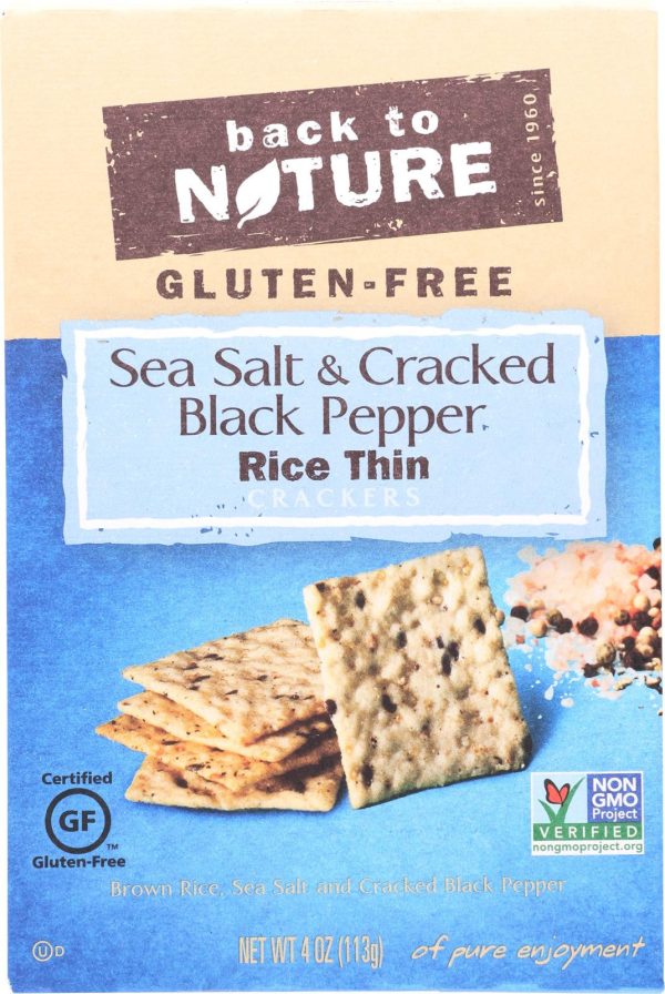 Back To Nature Crackers - Sea Salt And Cracked Black Pepper Rice - Case Of 12 - 4 Oz. Discount