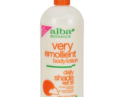 Alba Botanica Very Emollient Natural Body Lotion Spf 15 - 32 Fl Oz For Sale