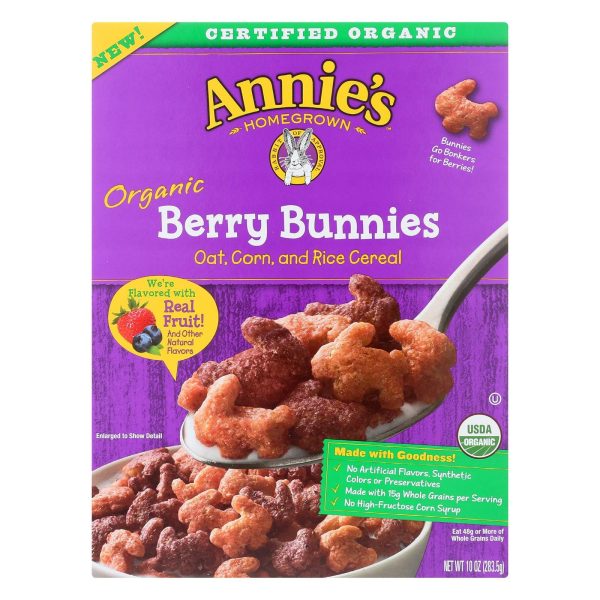 Annie s Homegrown Organic Berry Bunnies Oat - Corn And Rice Cereal - Case Of 10 - 10 Oz. Online Hot Sale