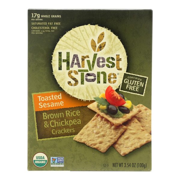 Harvest Stone Harvest Stone Organic Crackers - Rice And Chickpea - Case Of 6 - 3.54 Oz. Online Hot Sale