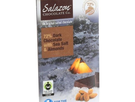 Salazon Chocolate Candy - Organic - Dark Chocolate - 72 Percent Cocoa - Sea Salt And Almonds - 2.75 Oz - Case Of 12 Hot on Sale