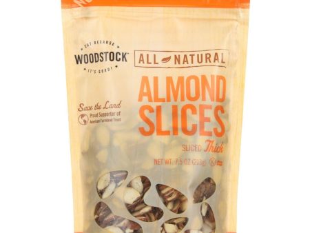 Woodstock Nuts - All Natural - Almonds - Slices - Thick - Raw - 7.5 Oz - Case Of 8 Hot on Sale