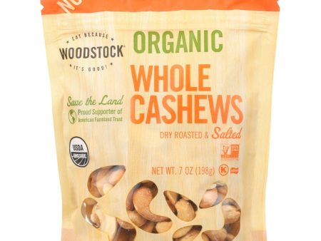 Woodstock Nuts - Organic - Cashews - Whole - Large - Dry Roasted - Salted - 7 Oz - Case Of 8 For Sale