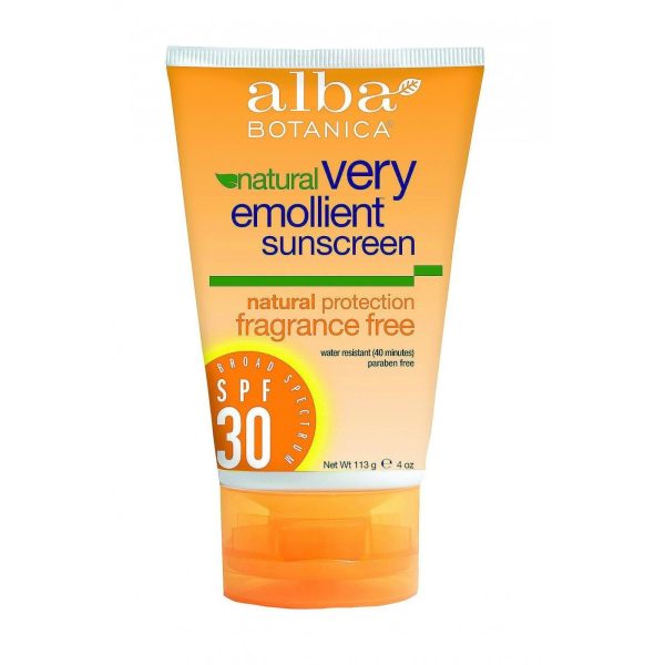 Alba Botanica Natural Sunblock - Very Emollient - Natural Spf 30 - Fragrance Free - 4 Oz Online Sale